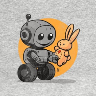 Cuddle-Bot: The Robot and Bunny Friendship Graphic Tee | Cute Robot T-Shirt